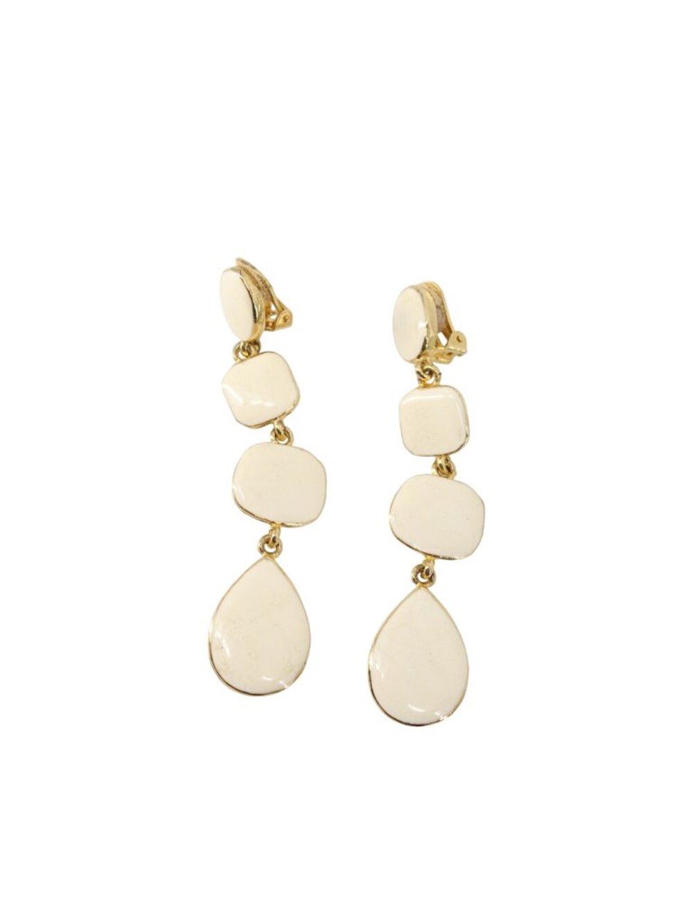 Drop Dangle Earrings Ivory Kenneth Lane Vintage Off White Cream 94509 Clip On